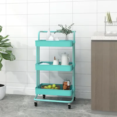 Obrázek produktu pro The Living Store Kuchyňský vozík 3 police tyrkysová 42x35x85 cm železo a ABS