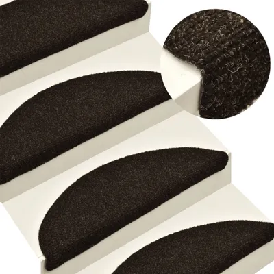 Image de vidaXL Tapis de sol auto-adhésifs 5 pcs. 56x17x3 cm brun foncé demi-rond