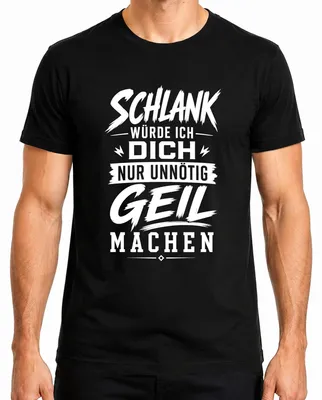 Zdjęcie produktu dla Koszulka męska "Schlank" (chudnąć), ironiczny napis, humor, kolor czarny, rozmiar M