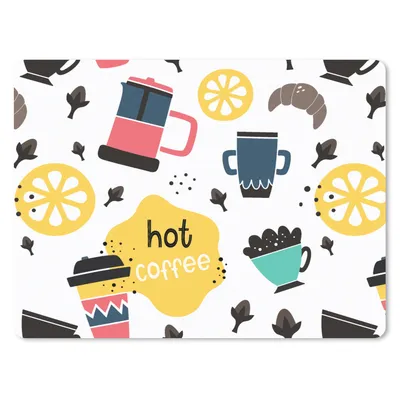 Produktbild von MuchoWow® Mauspad Mousepad Muster - Kaffee - Frühstück - Croissant 23x19 cm - Mousepads - Maus Mat - Pad - Mausunterlage - Schreibtischunterlage - Mauspad