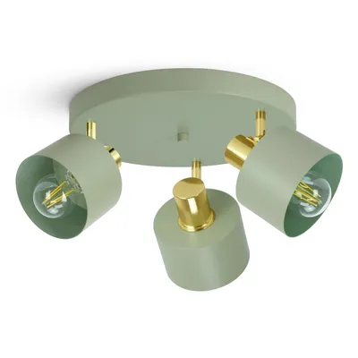 Zdjęcie produktu dla LUXOLAR – 3-punktowa lampa sufitowa LED, zielono-złota, E27, 60 W – lampa sufitowa z regulacją kąta nachylenia do salonu i kuchni – nowoczesny styl, wzornictwo Japandi