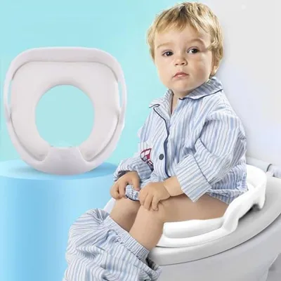Productafbeelding van PromoHome® Kinderen toilettenzitting – Zachte zitcomfort met handgrepen voor veiligheid, wit, 30 x 32 cm