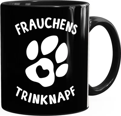 Produktbild von Kaffee-Tasse Spruch Frauchens Trinknapf Hundepfote-Motiv Becher Bürotasse Tasse Hundeliebhaber MoonWorks® schwarz unisize