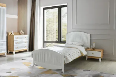 Produktbild von Design Kinderzimmer Komplete Bett Kindermöbel Holz Weiß Set 3tlg