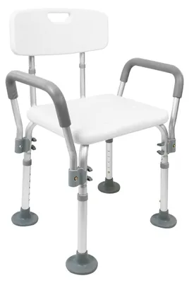 Produktbild von Duschstuhl Duschsitz Badehilfe - Höhenverstellbar 43 bis 55 cm - Rutschfest - Weiß
