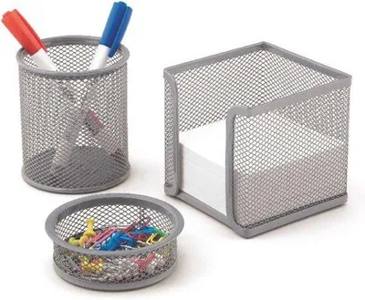 Produktbild von Famanu Büromaterialset aus Silberdrahtmetall - Elegante Organisation für den Arbeitsplatz