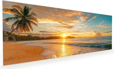 Produktbild von Küchenrückwand Spritzschutz Glas mit Motiv Sonnenuntergang Strand 40 x 40 cm