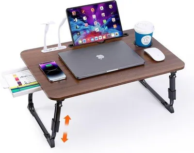 Produktbild von Famanu Laptopbureau höhenverstellbar mit Stauraum und Becherhalter - für Bett