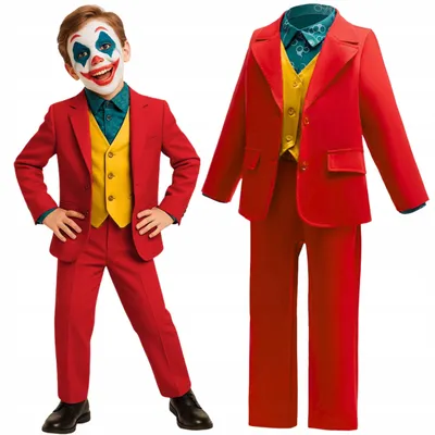 Image de Hopki Costume Joker Clown Rouge Carnaval Enfant 134-140