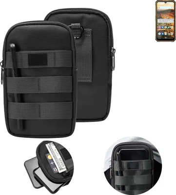 Produktbild von K-S-Trade Holster Gürtel Tasche kompatibel mit Cubot KingKong 5 Handy Tasche Schutz Hülle dunkel-grau viele Fächer, 1x