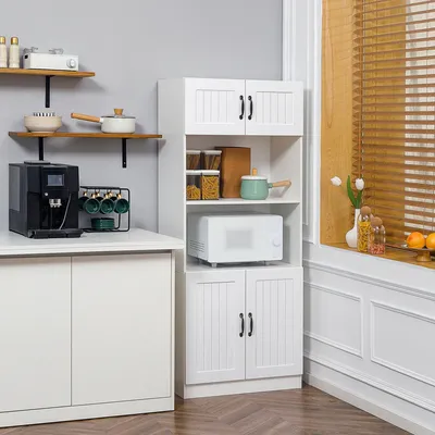 Image de Armoire de cuisine - Armoire haute - Buffet - Rangement - Meuble de rangement - Étagères réglables - Système anti-basculement