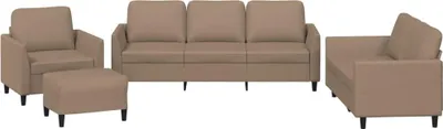 Produktbild von vidaXL 4-tlg. Sofagarnitur mit Kissen Cappuccino-Braun Kunstleder
