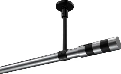 Produktbild von Interdeco Gardinenstange / Vorhangstange Chrom / Schwarz, Typ Sonette Mavell (Zylinder Bicolor) ohne Ringe, Deckenmontage, 20 mm Ø 1-läufig, 360 cm