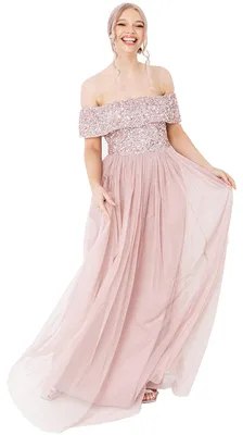 Produktbild von Maya Deluxe Damen Maya Deluxe Evening Women's Bardot Sequin Embellishment Evenin