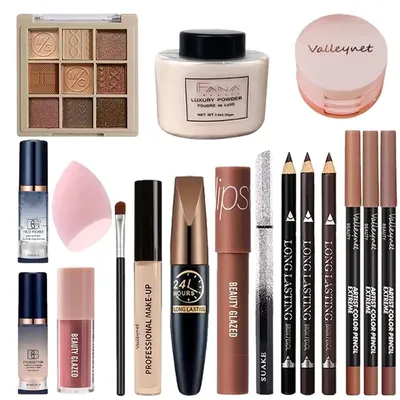 Image de Kit de maquillage de 18 pièces pour le visage, les lèvres et les yeux
