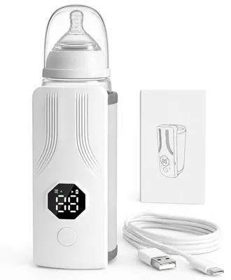 Produktbild von Baby Flaschenwärmer Tragbar Milchwärmer mit Digitalanzeige 37 bis 55 °C 6 Temperaturstufen für Zuhause und Reise