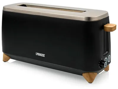 Produktbild von Princess 142361, 2 Scheibe(n), Schwarz, Silber, Holz, Metall, Tasten, Drehregler, 1000 W, 230 V