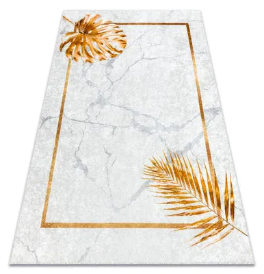 Image de Tapis lavable MIRO 51518.806 Feuilles, cadre antidérapant - gris / or gris 140x190 cm