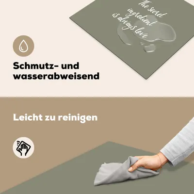 Produktbild von KitchenYeah© Herdabdeckplatte Die geheime Zutat ist immer die Liebe - Liebe - Sprichwörter - Zitate , 57x51cm, Küche Deko, Glaskeramikkochfeld Herdabdeckung, Abdeckplatte fùr Kochfeld