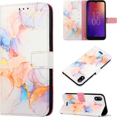 Produktbild von Moxee M2160 Hülle, Marmor Motiv Kunstleder Tasche Wallet Kartenfächer mit Standfunktion Klapp Schutzhülle für Moxee M2160 Bunt