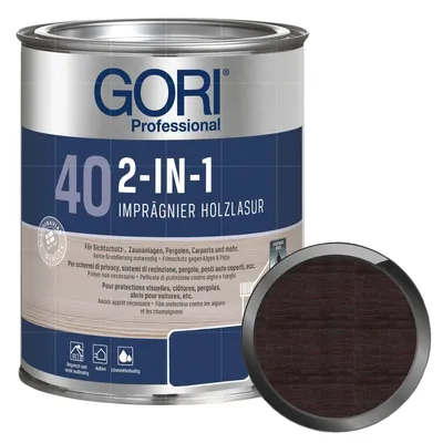 Produktbild von GORI 40 2in1 Holzlasur 0,75 Liter PALISANDER Imprägnierlasur Dünnschichtlasur Wetterschutzlasur