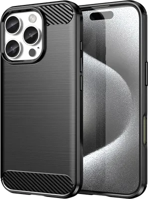 Produktbild von Hülle für iPhone 16 Pro Carbon-Faser Weich TPU Silikon Stoßfest Handyhülle Schwarz