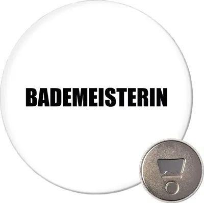 Produktbild von Huuraa Magnet Bademeisterin Schriftzug 59mm Kühlschrankmagnet rund Flaschenöffner Geschenkidee