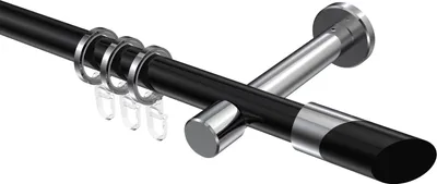 Produktbild von Interdeco Gardinenstange / Vorhangstange Schwarz / Chrom, Typ Prestige Verano (Schräge Bicolor), 20 mm Ø 1-läufig, 600 cm