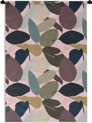 Produktbild von MuchoWow® Wandteppich Wandbehang Tropisch - Blätter - Rosa 60x90 cm Tapisserie Dekoration Wandtuch - Foto-Teppich - Abwaschbar