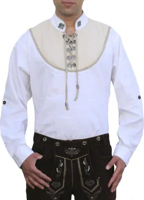 Produktbild von Trachtenhemd für Trachten Lederhosen weiß GW1256, Größe:S