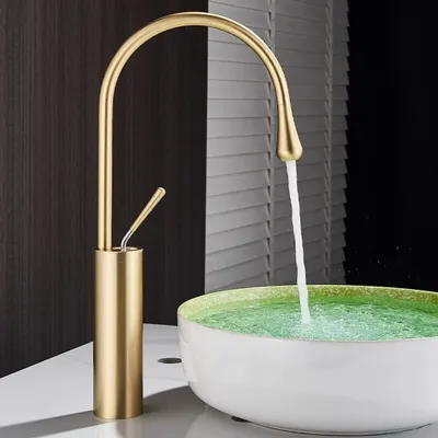 Produktbild von Waschtischarmatur Gold Wasserhahn Bad Waschbecken Hoch 360° WC Mischbatterie