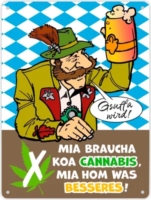 Produktbild von Bier statt Gras Biertrinker Metallschild XL in 21x28 cm mit Spruch Gsuffa wird!