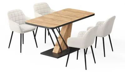 Zdjęcie produktu dla Stół jadalny Vicco Fenaro Dąb goldkraft 120 x 80 cm z 4 krzesłami do jadalni, Model 62750