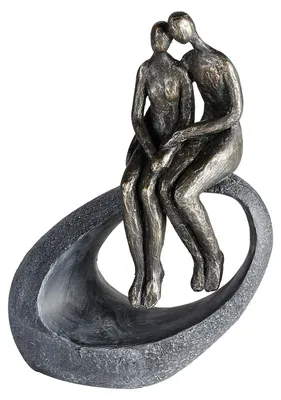 Zdjęcie produktu dla Gilde Skulptur, "Moment", motyw pary, żywica syntetyczna, kolor szary, odcień brązowy, zestaw 1 sztuka, długość: 9 cm, szerokość: 19 cm, wysokość: 27 cm, numer katalogowy: 79901 4001250799016