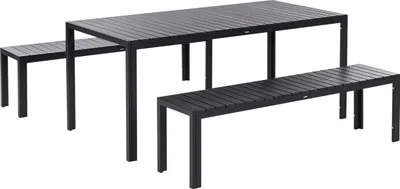 Produktbild von BELIANI Gartenmöbel Set Schwarz Kunstholz und Aluminium 8-Sitzer Rechteckig Outdoor Modern Terrasse Möbel Ausstattung