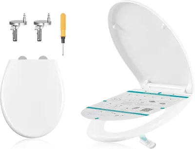 Produktbild von Toilettendeckel in O-Form – WC-Sitz mit Soft-Close-Funktion und Schnellbefestigung – Duroplast – Tragfähigkeit 300 kg – Weiß