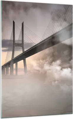 Produktbild von Bilder auf glas - Einteilig - Brücke Nebel Wasser - 70x100cm - Glasbilder - Wandbilder - Bilder - zum Aufhängen bereit - Wanddekoration aus Glas - Glas Bilder - Wandbild auf Glas - GPA70x100-3525