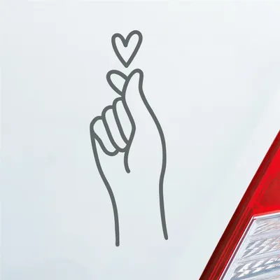Produktbild von HUURAA! Auto Aufkleber K-POP Finger Heart Fingerherz Fun Sticker Heckscheibenaufkleber Autoaufkleber mit Musik Motiv 7x19cm