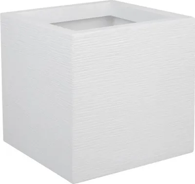 Image de Pot de fleurs Carré Graphit Up EDA, 30 cm, 21 L, Intérieur/Extérieur, 29,5 x 29,5 x 29,5 cm, Blanc Cérusé