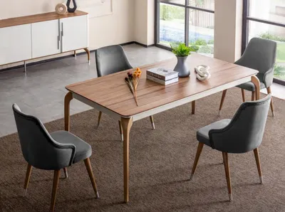 Produktbild von Komplett Set Esstisch 4x Stühle Esszimmer Set Ess Gruppe Holz Tisch Tische 5tlg