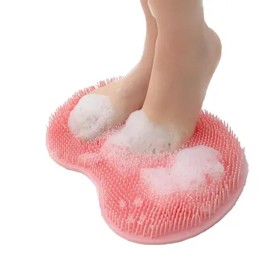 Immagine prodotto di Massaggiatore plantare in silicone per la doccia, 29 x 21 cm Spazzola plantare in silicone, scrubber per piedi - SCRUBBIKO Rosa