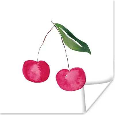 Produktbild von MuchoWow® Poster Kirschen - Rote Früchte - Weiß 50x50 cm - Wohnzimmerdekoration