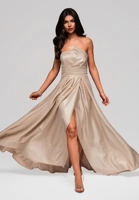Produktbild von Ombre Trägerloses Abendkleid mit Schlitz gold L