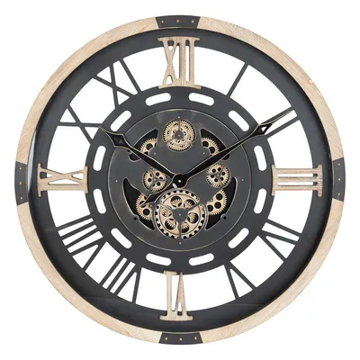 A close-up, studio shot of a decorative wall clock.