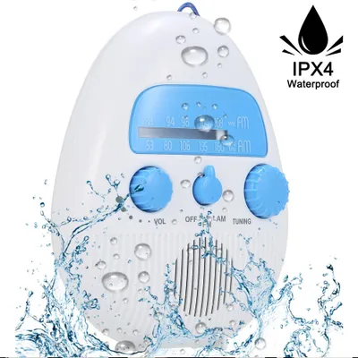 Obrázek produktu pro Voděodolné rádio do sprchy – Bezdrátové, přenosné, voděodolné mini rádio do sprchy s bateriovým napájením, digitálními hodinami a LCD displejem, vhodné pro domácnost, pláž, vířivku, koupelnu a venkovní použití – Pyle PSR6