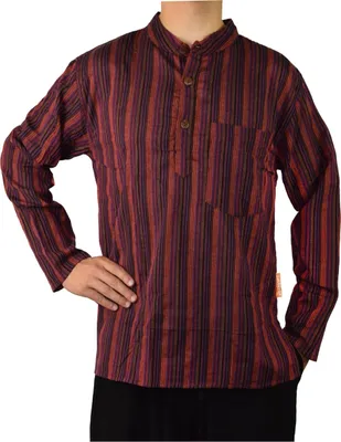 Produktbild von Simandra Herren Kurta Klassisch Gestreift Rot, M