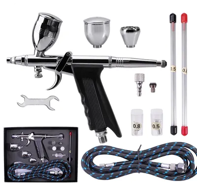 Airbrush-Set 0,3 mm, Dual-Action, mit 3 Nadeln & Bechern