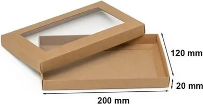Obrázok produktu pre Dekoratívna darčeková krabička, plochý kartón, 200 x 120 x 20 mm, s okienkom