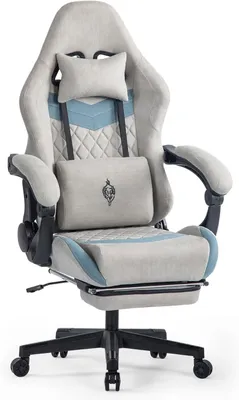 Produktbild von Gaming Stuhl mit Fußstütze Gaming Stuhl Stoff Bürostuhl mit Lendenwirbelstütze Ergonomischer Gaming Sessel Gaming Stuhl,Verstellbare Armlehne
