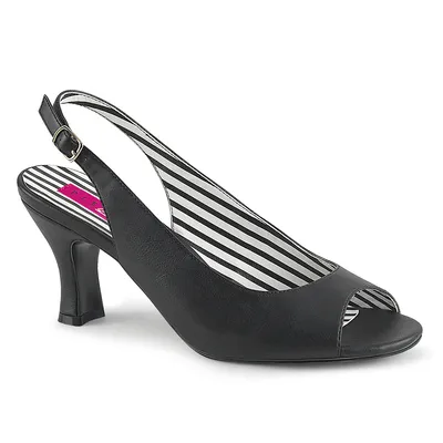 Produktbild von JENNA-02 Pleaser Pink Label Damen Peep Toe Pumps schwarz Lederoptik Spulenabsatz